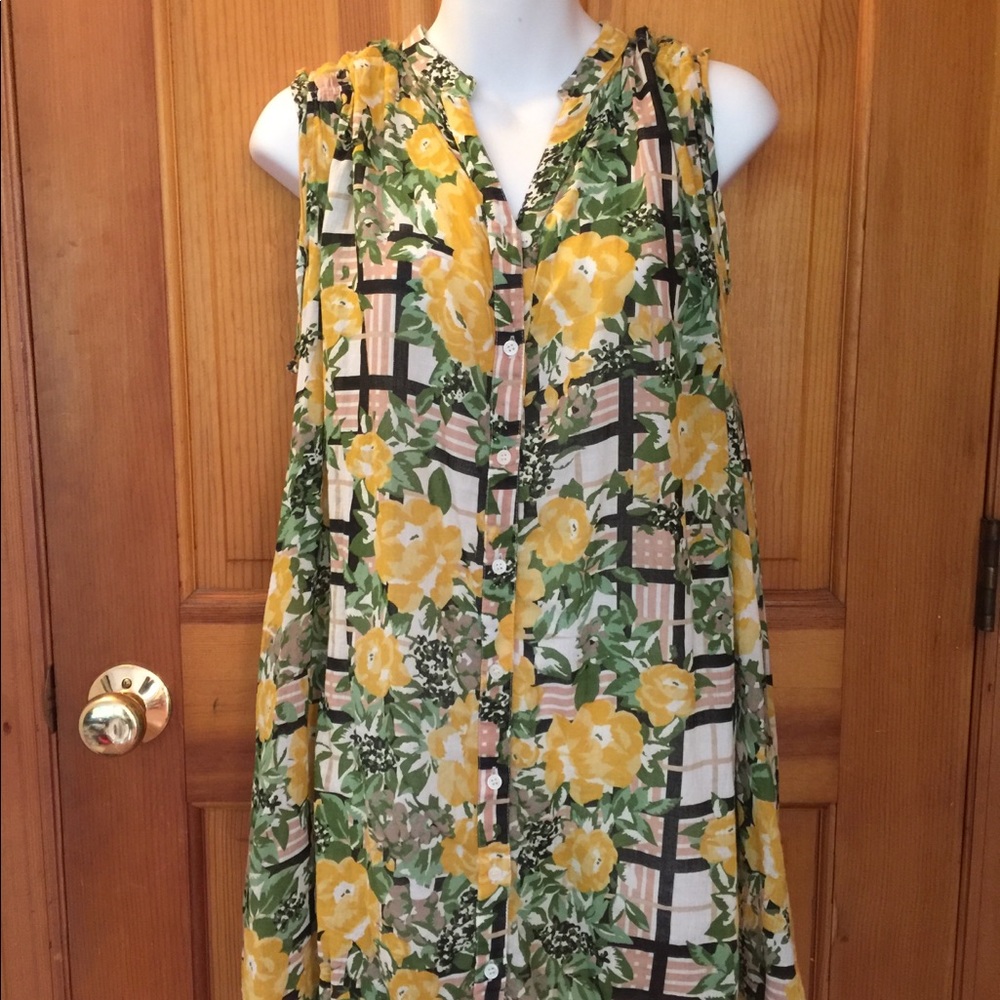 Porridge Anthropologie Button Yellow Dress Small